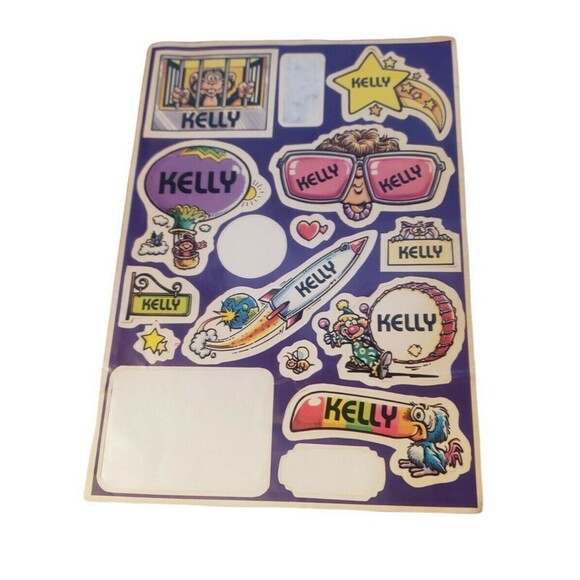 Vintage 1980's Celebrity Name Stickers "Kelly" Monkey Sunglasses Rocket Ship - Picture 1 of 7